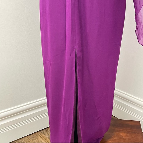 Marchesa Notte Silk Evening Gown, Purple, 6 - Picture 9 of 15